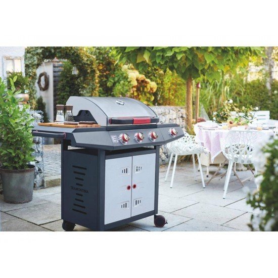 CHURRASQUEIRA A GAS TGP 4700 MISTO PECAS FERRO FUNDIDO ESMALTADO ACO INOX E ACO CARBONO TRAMONTINA