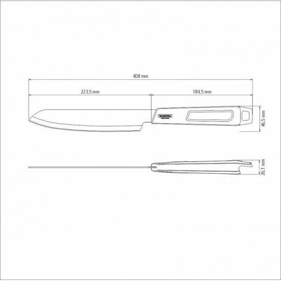 FACA TRINCHANTE TRAMONTINA CHURRASCO BLACK COM LÂMINA EM AÇO INOX E CABO DE POLIPROPILENO PRETO 8