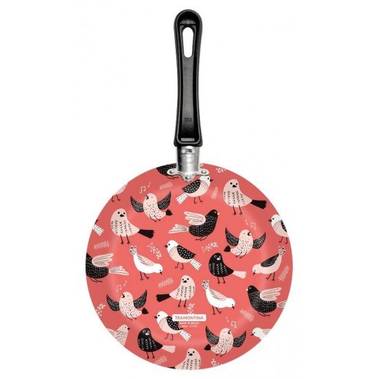 FRIGIDEIRA TRAMONTINA EM ALUMÍNIO COM REVESTIMENTO INTERNO ANTIADERENTE STARFLON MAX E EXTERNO EM SILICONE ESTAMPADO VERMELHO 24 CM 1,2 L