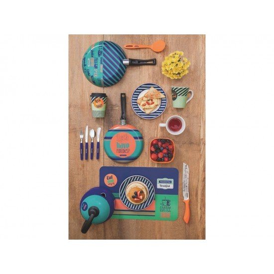 FRIGIDEIRA 24CM MAIS ESPATULA BREAKFAST VERDEALU COM REVESTIMENTO ANTIADERENTE E SILICONE TRAMONTINA