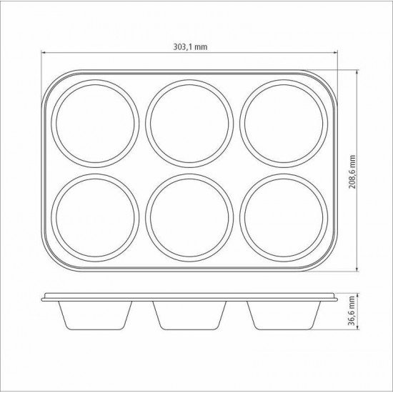 FORMA DE MUFFINS TRAMONTINA POWER UP EM ALUMÍNIO COM REVESTIMENTO INTERNO ANTIADERENTE STARFLON MAX E EXTERNO DE POLIÉSTER CINZA