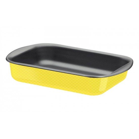 ASSADEIRA FUNDA TRAMONTINA POWER UP EM ALUMÍNIO COM REVESTIMENTO INTERNO ANTIADERENTE STARFLON MAX E EXTERNO DE POLIÉSTER AMARELO 34 CM 4,9 L