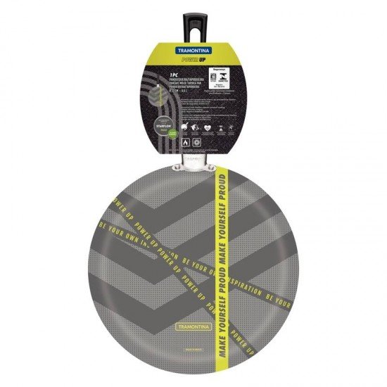 PANQUEQUEIRA TRAMONTINA POWER UP EM ALUMÍNIO COM REVESTIMENTO INTERNO EM ANTIADERENTE STARFLON MAX E EXTERNO SILICONADO CINZA 22 CM 0,6 L