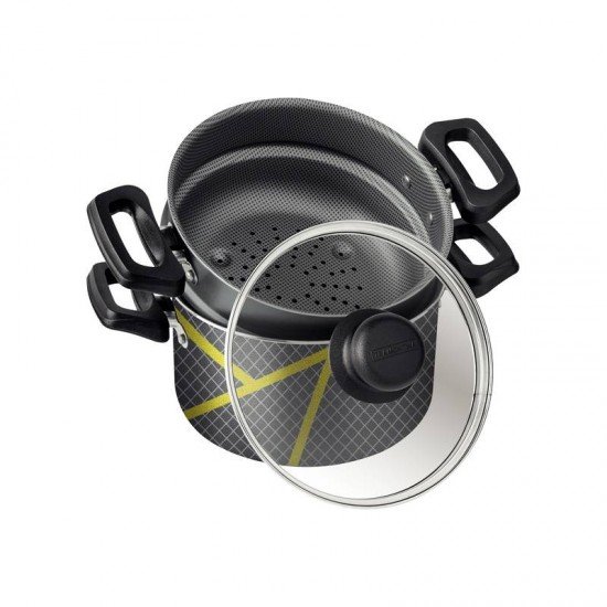 COZI-VAPORE TRAMONTINA POWER UP EM ALUMÍNIO COM REVESTIMENTO INTERNO E EXTERNO EM ANTIADERENTE STARFLON MAX CHUMBO 16 CM 1,8 L