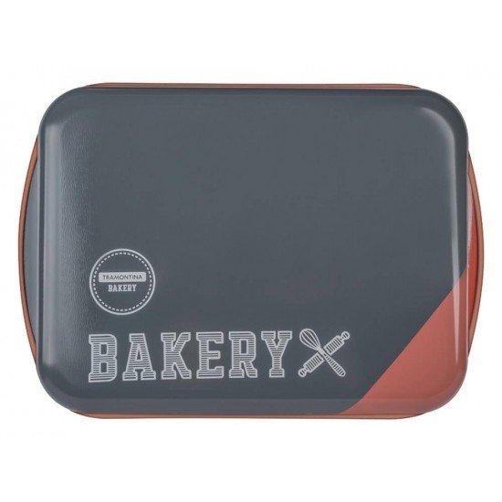 ASSADEIRA FUNDA 34CM 4 5L BAKERY CINZA ALUMINIO COM REV ANTIADERENTE E POLIESTER TRAMONTINA