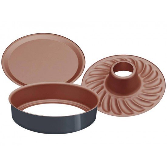 FORMA COM FUNDO REMOVIVEL 26CM BAKERY CINZA ALUMINIO COM REV ANTIADERENTE E POLIESTER TRAMONTINA