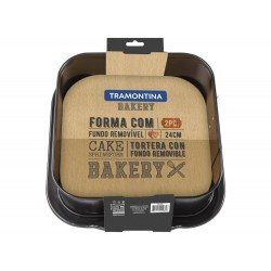 FORMA COM FUNDO REMOVIVEL 24CM BAKERY CINZA ACO CARBONO COM REVESTIMENTO ANTIADERENTE TRAMONTINA