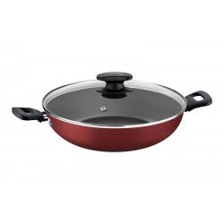 WOK LORETO EM ALUMINIO ANTIADERENTE STARFLON T1 TAMPA DE VIDRO VERMELHA 28 CM 3,3 L TRAMONTINA