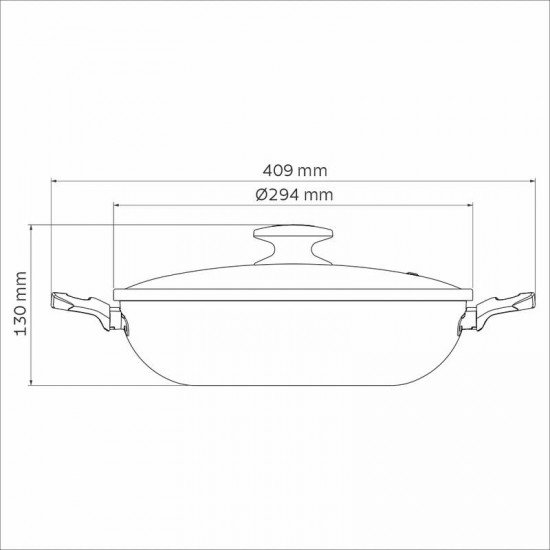 WOK TRAMONTINA LORETO EM ALUMÍNIO COM REVESTIMENTO INTERNO E EXTERNO EM ANTIADERENTE STARFLON MAX GRAFITE 28 CM 3,3 L