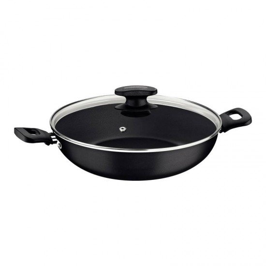 WOK TRAMONTINA LORETO EM ALUMÍNIO COM REVESTIMENTO INTERNO E EXTERNO EM ANTIADERENTE STARFLON MAX GRAFITE 28 CM 3,3 L