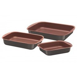 JOGO DE ASSADEIRAS VERMONT EM ALUMINIO COBRE ANTIADERENTE STARFLON T1 GRAFITE 3 PECAS TRAMONTINA