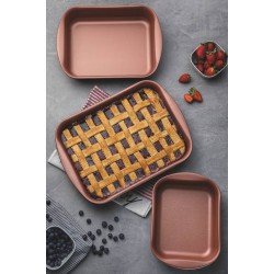 JOGO DE ASSADEIRAS VERMONT EM ALUMINIO COBRE ANTIADERENTE STARFLON T1 GRAFITE 3 PECAS TRAMONTINA