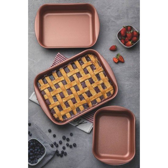 JOGO DE ASSADEIRAS VERMONT EM ALUMINIO COBRE ANTIADERENTE STARFLON T1 GRAFITE 3 PECAS TRAMONTINA