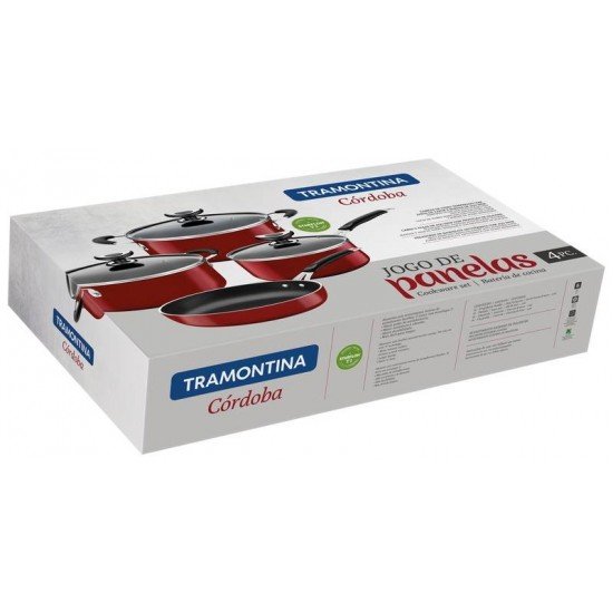 JOGO DE PANELAS EM ALUMINIO COM REVESTIMENTO INTERNO EM ANTIADERENTE STARFLON T1 4 PECAS TRAMONTINA