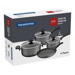 JOGO DE PANELAS EM ALUMINIO COM REVESTIMENTO INTERNO EM ANTIADERENTE STARFLON T1 4 PECAS TRAMONTINA