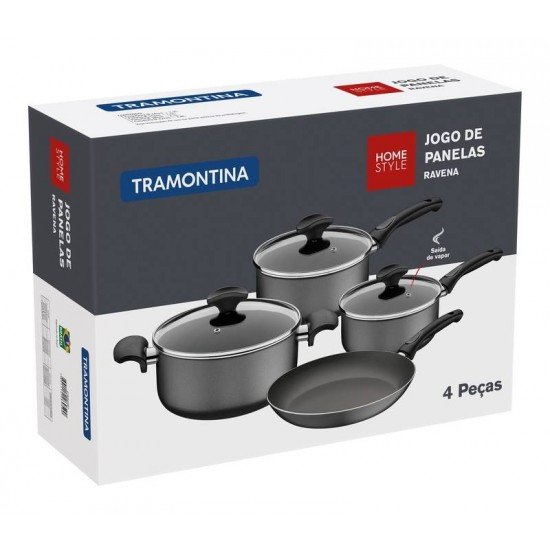 JOGO DE PANELAS EM ALUMINIO COM REVESTIMENTO INTERNO EM ANTIADERENTE STARFLON T1 4 PECAS TRAMONTINA