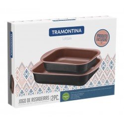 JOGO DE ASSADEIRAS EM ALUMINIO COM REVESTIMENTO INTERNO ANTIADERENTE STARFLON T1 2 PECAS TRAMONTINA