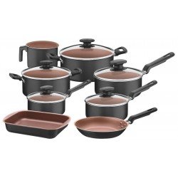 JOGO DE PANELAS EM ALUMINIO COM REVESTIMENTO INTERNO ANTIADERENTE STARFLON T1 8 PECAS TRAMONTINA