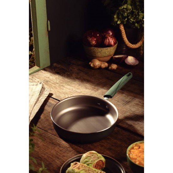 FRIGIDEIRA RETA TRAMONTINA LYF EM ALUMÍNIO COM REVESTIMENTO INTERNO E EXTERNO EM ANTIADERENTE STARFLON MAX VERDE NATUREZA 20 CM 1,4 L