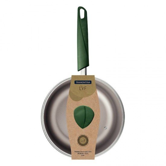 PANELA TRAMONTINA LYF EM ALUMÍNIO COM REVESTIMENTO INTERNO E EXTERNO EM ANTIADERENTE STARFLON MAX VERDE NATUREZA 18 CM 2,1 L