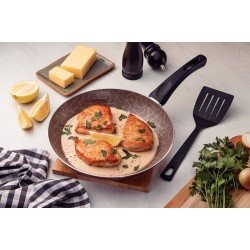 FRIGIDEIRA TRAMONTINA PARIS EM ALUMÍNIO COM REVESTIMENTO INTERNO E EXTERNO EM ANTIADERENTE STARFLON MAX VERMELHO COM ESPÁTULA DE NYLON 24 CM 1,2 L