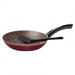 FRIGIDEIRA TRAMONTINA PARIS EM ALUMÍNIO COM REVESTIMENTO INTERNO E EXTERNO EM ANTIADERENTE STARFLON MAX VERMELHO COM ESPÁTULA DE NYLON 28 CM 2,0 L