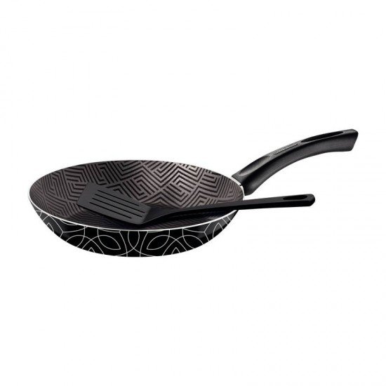 FRIGIDEIRA TRAMONTINA PARIS EM ALUMÍNIO COM REVESTIMENTO INTERNO EM ANTIADERENTE STARFLON MAX E EXTERNO SILICONADO PRETO COM ESPÁTULA 24 CM 1,2 L