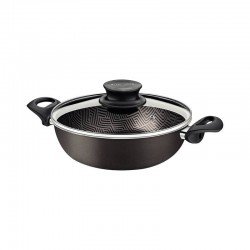 FRITADEIRA MULTIUSO TRAMONTINA PARIS EM ALUMÍNIO COM REVESTIMENTO INTERNO E EXTERNO EM ANTIADERENTE STARFLON MAX CHUMBO COM TAMPA DE VIDRO 24 CM 2,8 L