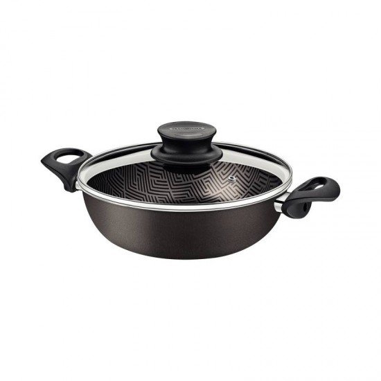 FRITADEIRA MULTIUSO TRAMONTINA PARIS EM ALUMÍNIO COM REVESTIMENTO INTERNO E EXTERNO EM ANTIADERENTE STARFLON MAX CHUMBO COM TAMPA DE VIDRO 24 CM 2,8 L