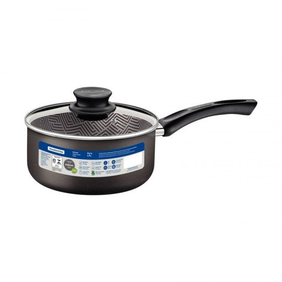 PANELA TRAMONTINA PARIS EM ALUMÍNIO COM REVESTIMENTO INTERNO E EXTERNO EM ANTIADERENTE STARFLON MAX CHUMBO COM TAMPA DE VIDRO 18 CM 2,1 L