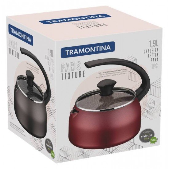 CHALEIRA PARIS TEXTURE EM ALUMINIO E EXTERNO ANTIADERENTE STARFLON MAX GRAFITE 1,9 L TRAMONTINA