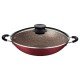 WOK TRAMONTINA PARIS EM ALUMÍNIO COM REVESTIMENTO INTERNO E EXTERNO EM ANTIADERENTE STARFLON MAX VERMELHO COM TAMPA DE VIDRO 36 CM 6,0 L