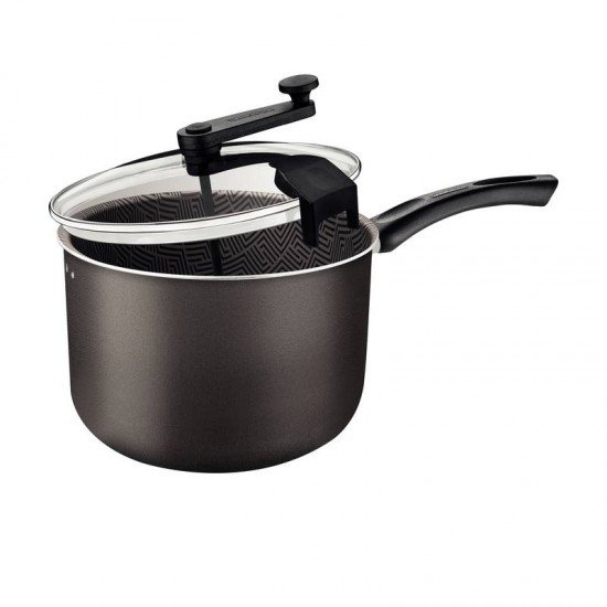 PIPOQUEIRA TRAMONTINA PARIS EM ALUMÍNIO COM REVESTIMENTO INTERNO E EXTERNO EM ANTIADERENTE STARFLON MAX CHUMBO 22 CM 4,8 L