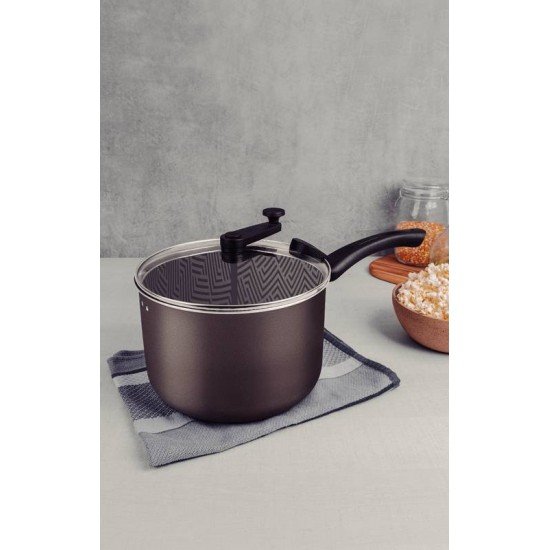 PIPOQUEIRA TRAMONTINA PARIS EM ALUMÍNIO COM REVESTIMENTO INTERNO E EXTERNO EM ANTIADERENTE STARFLON MAX CHUMBO 22 CM 4,8 L