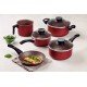 JOGO DE PANELAS TRAMONTINA PARIS EM ALUMÍNIO COM REVESTIMENTO INTERNO E EXTERNO ANTIADERENTE STARFLON MAX VERMELHO 5 PEÇAS