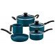 JOGO DE PANELAS TRAMONTINA ÉVORA EM ALUMÍNIO COM REVESTIMENTO INTERNO CERÂMICO E EXTERNO DE SILICONE AZUL 5 PEÇAS