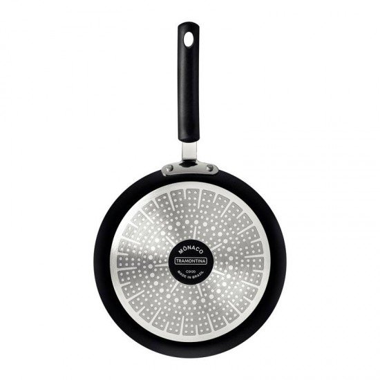 PANQUEQUEIRA TRAMONTINA MÔNACO INDUCTION EM ALUMÍNIO COM REVESTIMENTO INTERNO E EXTERNO ANTIADERENTE STARFLON PREMIUM PRETO 22 CM 0,8 L
