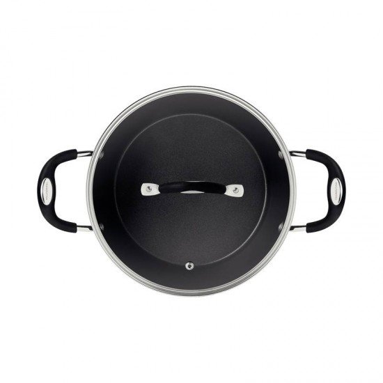 CAÇAROLA TRAMONTINA MÔNACO INDUCTION EM ALUMÍNIO COM REVESTIMENTO INTERNO ANTIADERENTE STARFLON PREMIUM E EXTERNO SILICONADO VERMELHO 28 CM 6,4 L