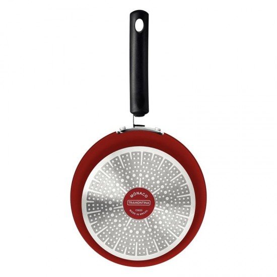 PANELA TRAMONTINA MÔNACO INDUCTION EM ALUMÍNIO COM REVESTIMENTO INTERNO ANTIADERENTE STARFLON PREMIUM  E EXTERNO SILICONADO VERMELHO 20 CM 2,6 L