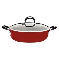 ARROZEIRA TRAMONTINA MÔNACO INDUCTION EM ALUMÍNIO COM REVESTIMENTO INTERNO ANTIADERENTE STARFLON PREMIUM E EXTERNO SILICONADO VERMELHO 28 CM 4,2 L