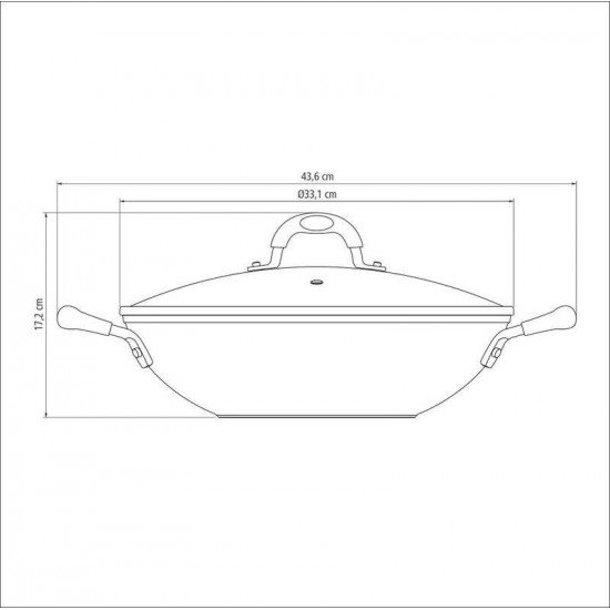 WOK TRAMONTINA MÔNACO INDUCTION EM ALUMÍNIO COM REVESTIMENTO INTERNO ANTIADERENTE STARFLON PREMIUM E  EXTERNO SILICONADO VERMELHO 32 CM 4,5 L