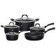 JOGO DE PANELAS TRAMONTINA MÔNACO INDUCTION EM ALUMÍNIO COM REVESTIMENTO INTERNO E EXTERNO ANTIADERENTE STARFLON PREMIUM PRETO 5 PEÇAS