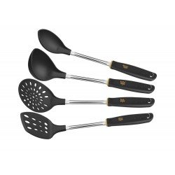 JOGO DE UTENSILIOS 4 PCS MY LOVELY PRETO SORTIDOS COM BOJO NYLON HASTE ACO INOX E CABO PP TRAMONTINA