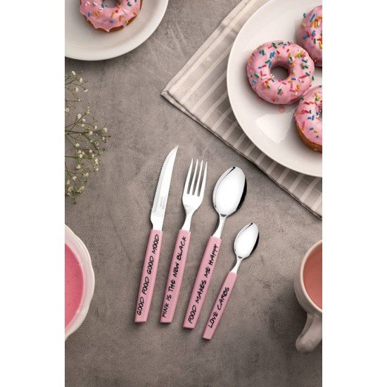 FAQUEIRO MY LOVELY KITCHEN COM LAMINAS EM ACO INOX E CABOS DE POLIPROPILENO ROSA 16 PECAS TRAMONTINA