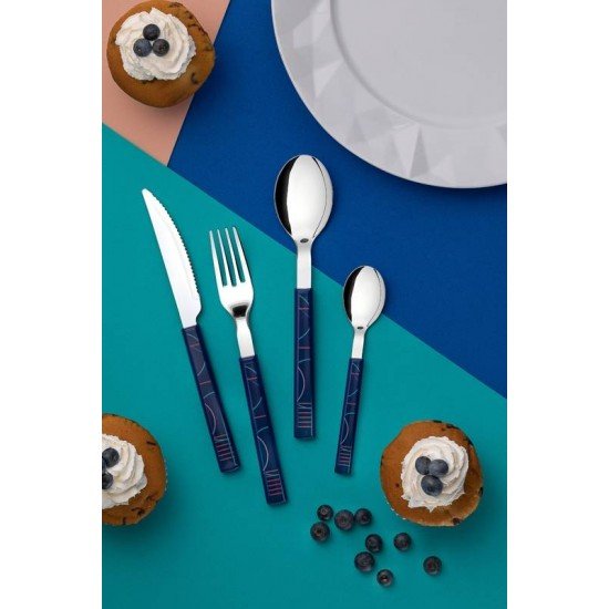 FAQUEIRO BLISS COM LAMINAS EM ACO INOX E CABOS EM POLIPROPILENO AZUL 16 PECAS TRAMONTINA