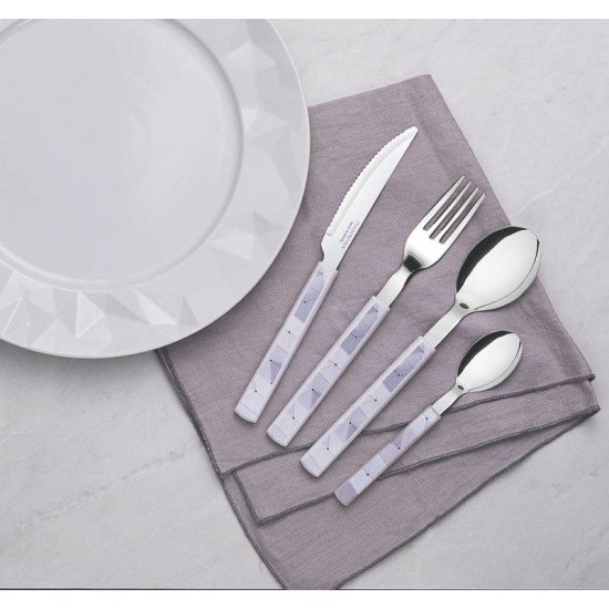 FAQUEIRO BLISS COM LAMINAS EM ACO INOX E CABOS EM POLIPROPILENO BRANCO 16 PECAS TRAMONTINA