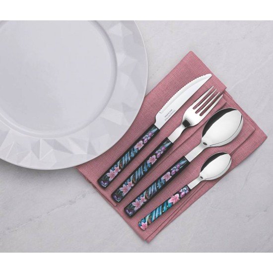 FAQUEIRO BLISS COM LAMINAS EM ACO INOX E CABOS EM POLIPROPILENO PRETO 16 PECAS TRAMONTINA