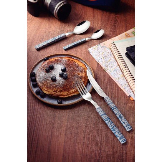 FAQUEIRO TRAMONTINA BLISS COM LÂMINAS EM AÇO INOX E CABOS DE POLIPROPILENO CINZA MÉDIO 16 PEÇAS