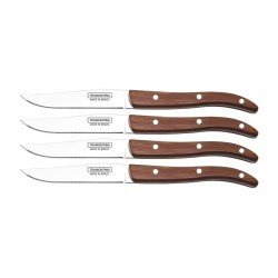 CONJUNTO DE FACAS CHURRASCO PAISANO AÇO INOX COM CABO CASTANHO POLYWOOD ESTOJO DE MADEIRA TRAMONTINA