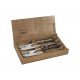 JOGO DE TALHERES CHURRASCO AÇO INOX CABO CASTANHO POLYWOOD COM ESTOJO DE MADEIRA 4 PEÇAS TRAMONTINA